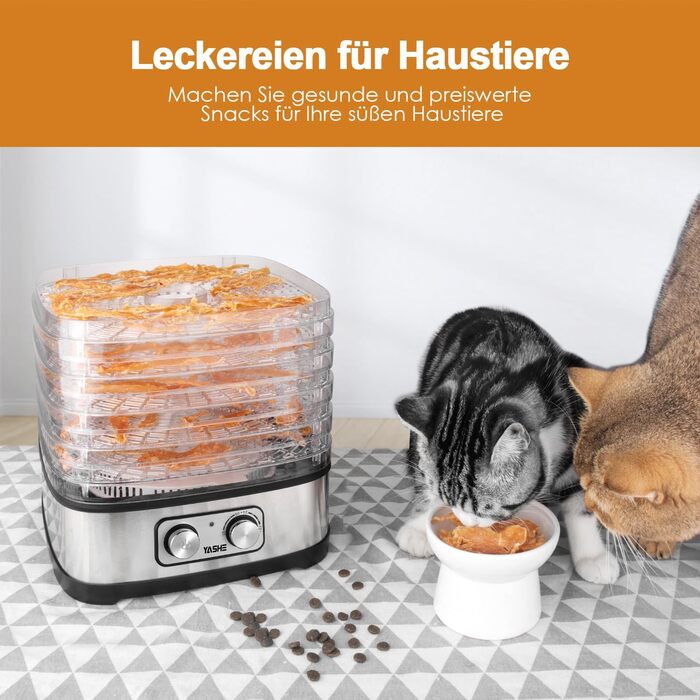 Дегідратор YASHE GGJ-261A з 5 регульованими по висоті лотками, регулюванням температури від 35-70C, дегідратором для фруктів і овочів потужністю 240 Вт, кнопковим керуванням без BPA 5 лотків без BPA