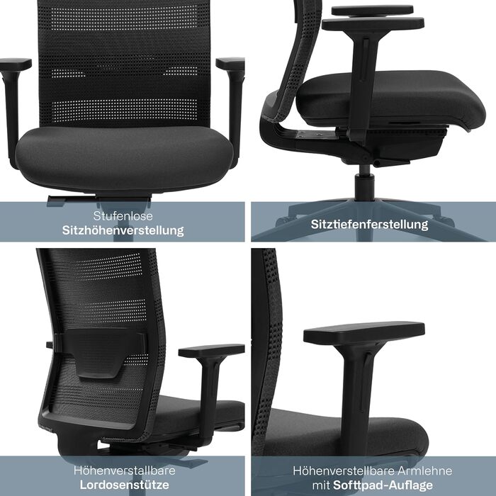 Офісне крісло SITNESS AirWork Технологія 3D Sitness Motion Чорний, базовий