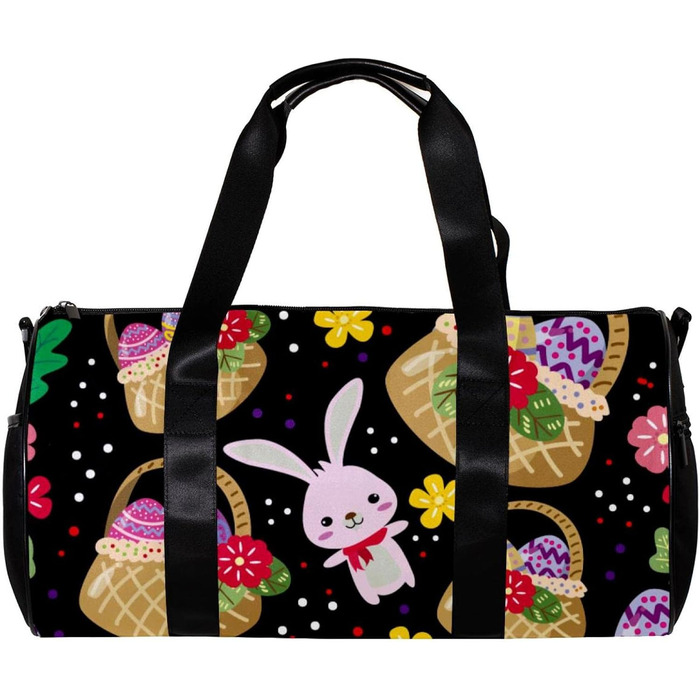 Спортивна сумка, маленька дорожня сумка, сумка для йоги, великодні яйця з кроликами, барвисті квіти, сумка для фітнесу на відкритому повітрі, ручна поклажа