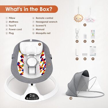 Електрична гойдалка Kotsy сіра, Bluetooth, 5 швидкостей