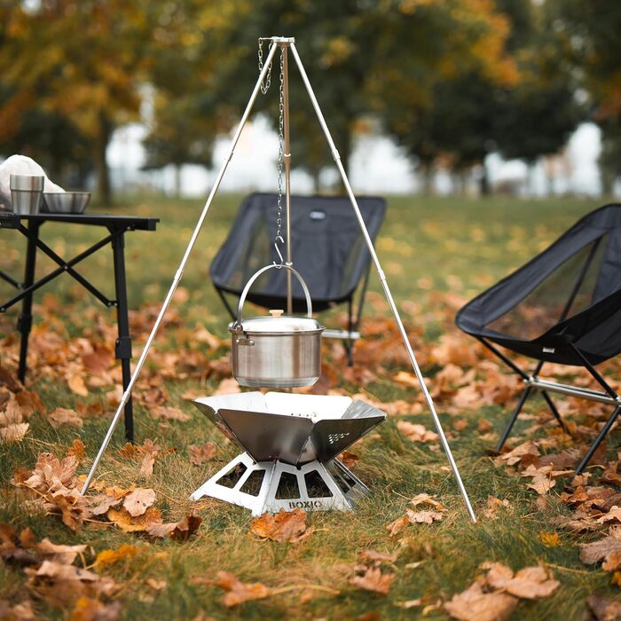 Чаша для вогню з нержавіючої сталі з решіткою для гриля - Восьмикутна чаша для вогню для гриля на свіжому повітрі та кемпінгу, невелика чаша для вогню з екраном для іскри, міні-бочка для вогню та кошик для вогню для саду та багаття (Fire)