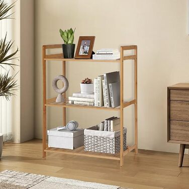 Полиця з 3 полицями, бамбукова полиця 51 x 25 x 71 см, полиця для зберігання з бамбука, як кухонна полиця, полиця для ванної кімнати, книжкова полиця, полиця для взуття, дерев&39яна полиця для ванної кімнати, кухні, вітальні, балкону