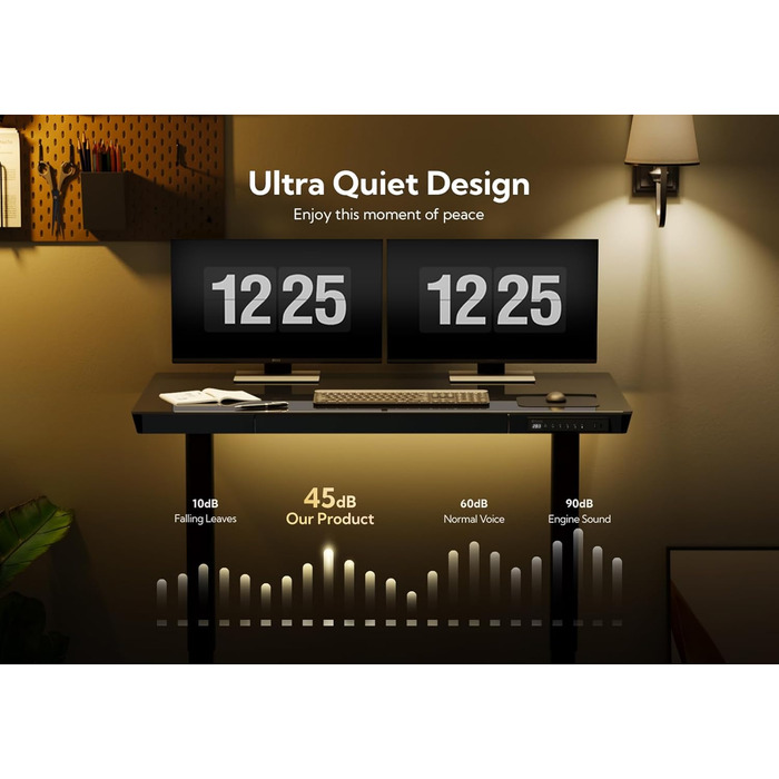 Стіл Claiks Glass з регульованою висотою 120x60, електричний стіл для роботи сидячи/стоячи з міцною скляною стільницею, тихий двигун, для домашнього офісу та офісу, ергономічний дизайн для здорової роботи (чорний) 120 x 60 см, чорний