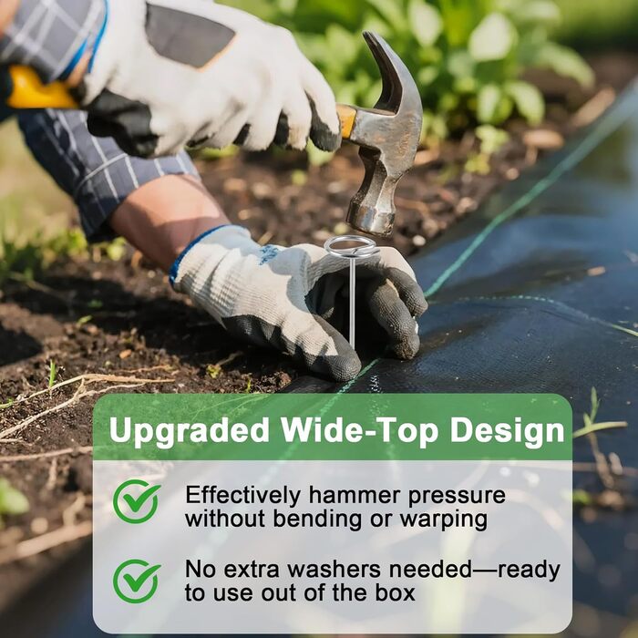 Садових кілочків з гачками для щіток, 15,2 см, 9 калібру, оцинковані садові кілочки, міцні ґрунтові кілочки для бар&39єру від бур&39янів, тканини для трави, рослинного покриву та садівництва на відкритому повітрі, 150