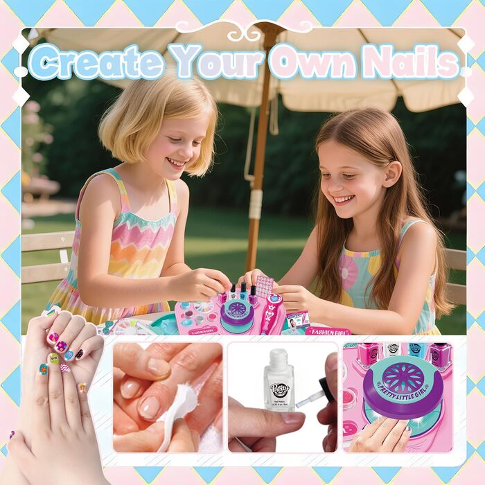 Дитячий набір для студії нігтів STAY GENT із 55 предметів для дівчаток, набір для нігтів на водній основі для дітей (3, 6, 7, 8, 9, 10, 11, 12 років) - подарунки з лаками для нігтів, подарунки з макіяжем на дні народження та Різдво, 4 кольори лаків для ні