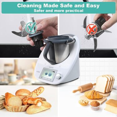 Ніж для тіста Inwee для Thermomix, змінні аксесуари для ножа блендера, що підходять для Thermomix TM6, TM5, TMF, ніж тістоміса з нержавіючої сталі, без залишків тіста та забруднення брудом, швидке очищення ножа для тіста TM5 і TM6