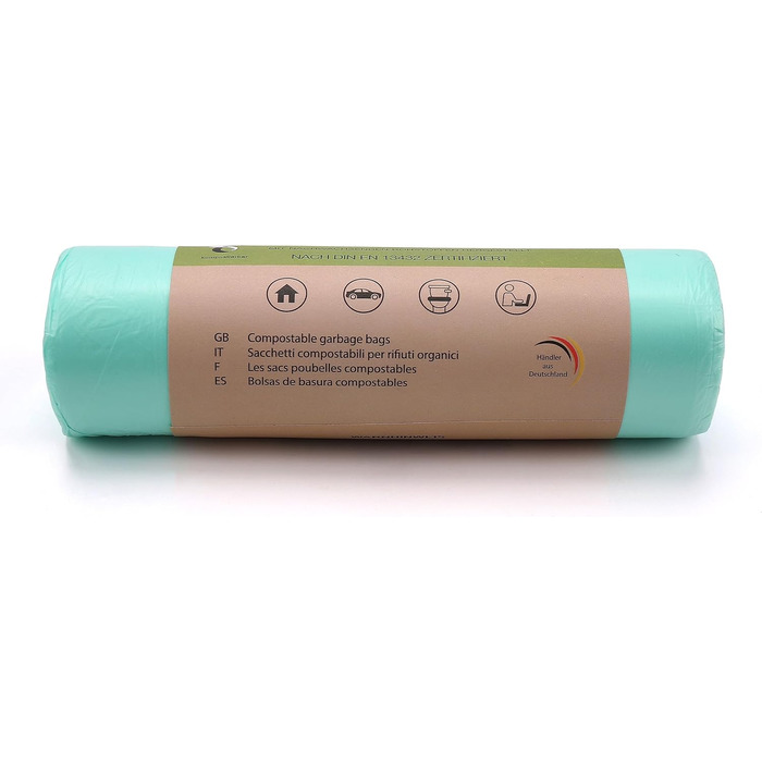 Компостовані пакети для сміття об&39ємом 35 літрів, 100 шт. Компостовані, біорозкладні пакети для сміття, виготовлені з рослинних матеріалів, сертифіковані та перевірені за стандартом DIN EN 13432, стійкі до розривів та водонепроникні.