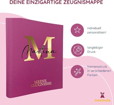 Персоналізована папка для дитячих табелів успішності з іменем Папка для початкових документів для дівчаток та хлопчиків Лляна папка для табелів успішності для організації сертифікатів (ягідна)