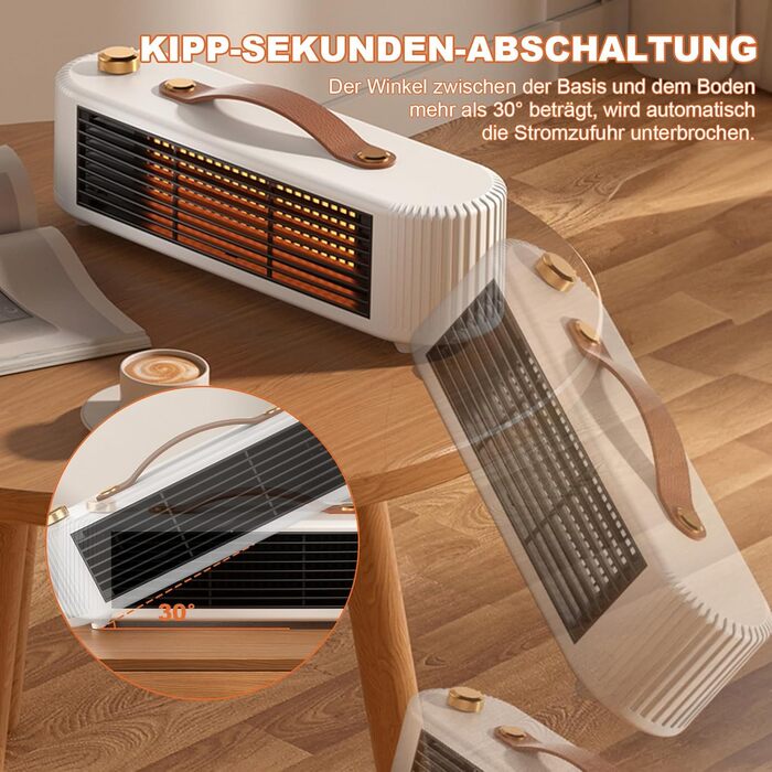 Енергозберігаючий міні-вентиляторний обігрівач потужністю 800 Вт, портативний керамічний вентиляторний обігрівач з термостатом для кемпінгу та ванних кімнат, захист від перегріву та перекидання, тихий (білий)