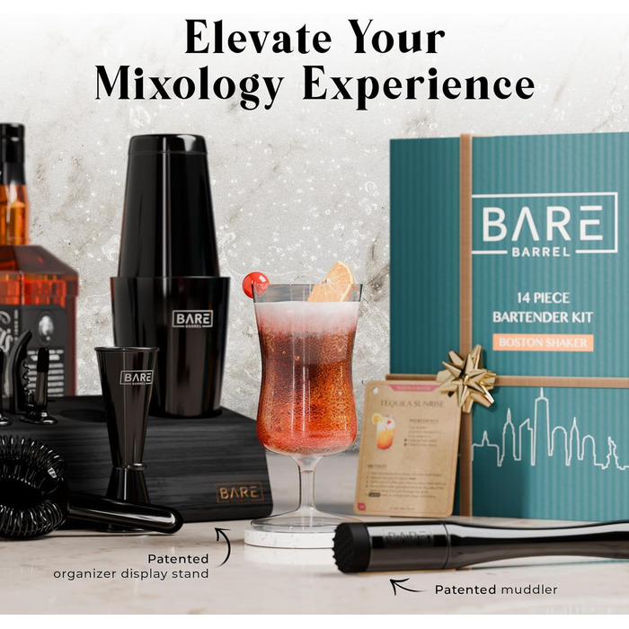 Професійний набір шейкерів для бармена Mixology 14 предметів для коктейлів Martini (Jet Black)