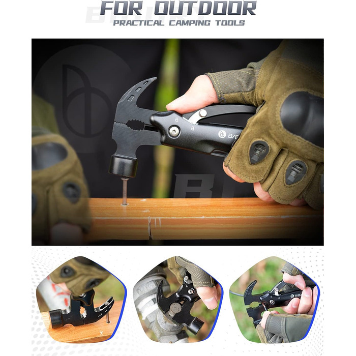 Молоток і сніжинка мультитул для чоловіків, кемпінг аксесуари виживання спорядження, подарунок для чоловіків тато чоловік, молоток