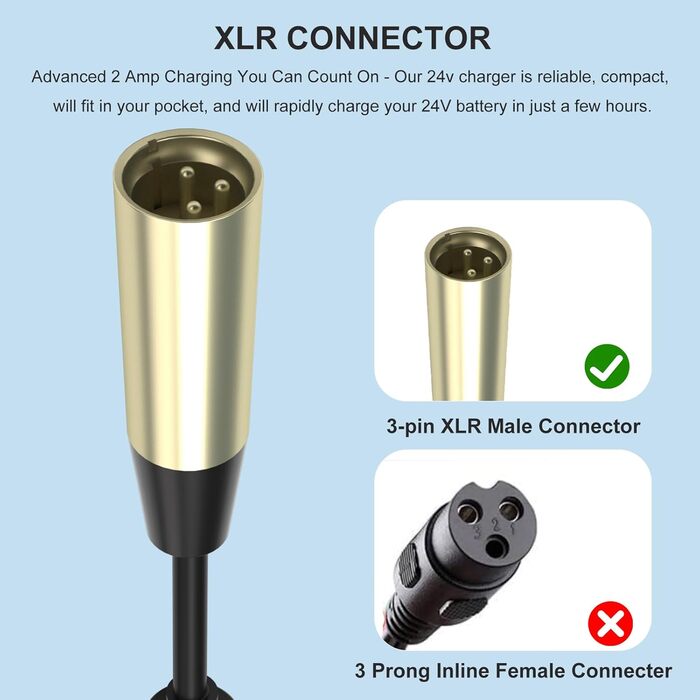 Зарядний пристрій XLP 29,4 В 24 В 2 А, 3-контактний, для преміальних електричних скутерів, інвалідних візків, Go-Go Elite Traveller, Jazzy Power Chair, Pride Mobility, ShopRider, Ezip D-rive Medical, Bladez, Elite Traveller