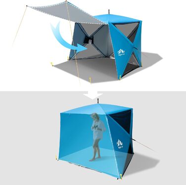 Пляжний намет Night Cat для 3-4 осіб розкладний намет із захистом від ультрафіолету 50 забезпечує захист від сонця та вітру на пляжі, 3-4 особи, синій