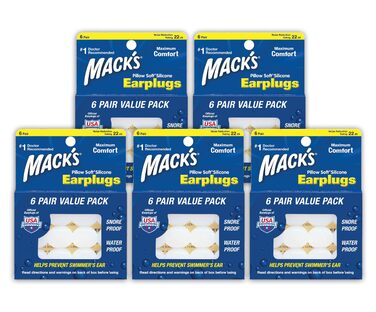 Беруші Mack&39s Pillow Soft Silicone Putty (5 упаковок (30 пар)) 6 шт. (5 упаковок) Червоні
