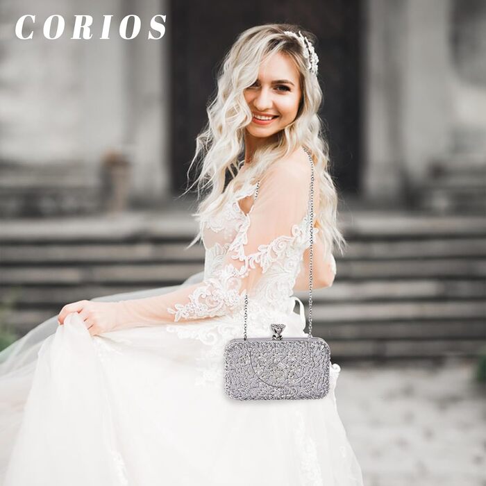 Сріблясте клатч-вечірнє відділення для жінок, інкрустоване стразами та кристалами, елегантна сумочка на ланцюжку для дня народження, коктейльної вечірки, танців, вечірнього заходу