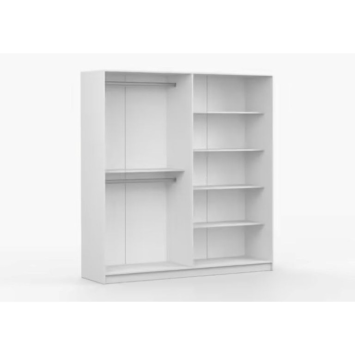 Шафа з розпашними дверима, Шафа - Шафа для спальні - 57 x 200 x 210 см - Шафа для вітальні, Вішалка для пальто, Тумба з полицями та двома вішаками для одягу - Біла