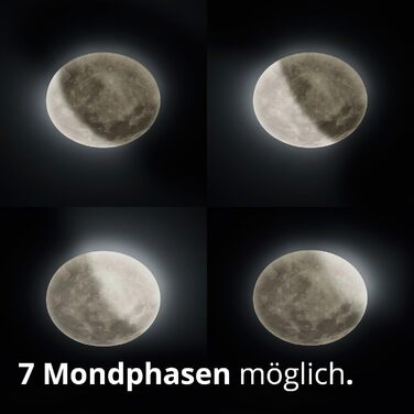 Стельовий LED-світильник Trio Leuchten Lunar 627514000, акрил з мотивом місяця, змінні фази місяця, 1 x 22 Вт LED, регулювання яскравості, функція нічного підсвічування, з пультом ДК, білий, діаметр 40 см