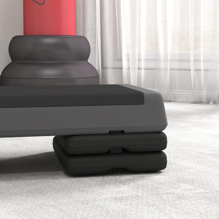 Степер для аеробних тренажерів SPORTNOW, регульована по висоті степ-дошка 10,5/15,5/20,5 см, нековзка, для дому, тренажерного залу, офісу, пластик, сірий