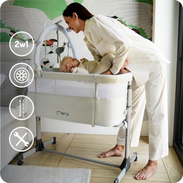 Багатофункціональна тумбочка та дитяче ліжко MoMi REVO, 6-рівневе регулювання висоти від 72 до 82 см, темно-сірий колір