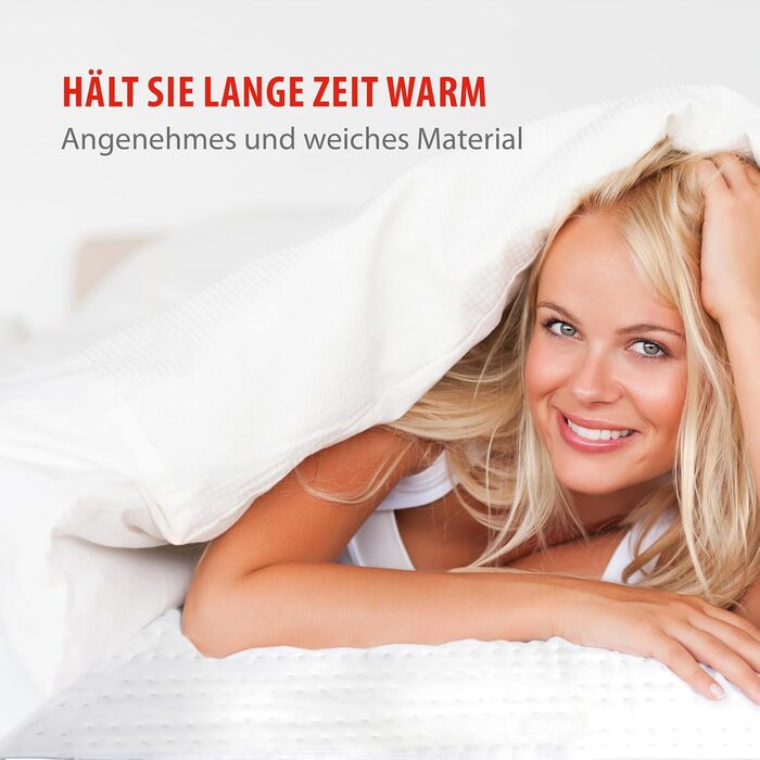 Ковдра з підігрівом Alpina - 80 x 150 см - Підковдра з підігрівом 60 Вт - Ковдра з підігрівом та 3 режимами нагріву - Можна прати в пральній машині на циклі для вовни - Клас захисту II - Поліестер - Білий