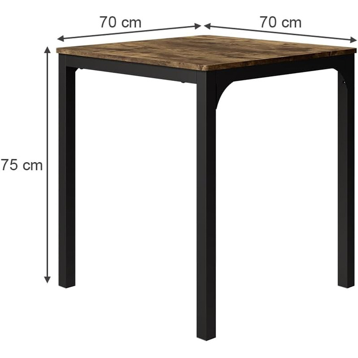 Обідній стіл Vicco Fyrk, чорний/рустикальний дуб, 70 x 70 см. Стіл чорного/рустикального дуба 70 см