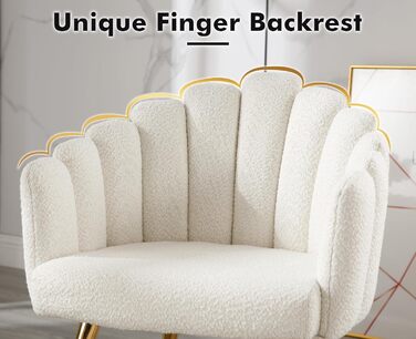 Крісло Chairus зі штучного хутра для вітальні, сучасне м&39яке крісло з металевими ніжками, розслаблююче крісло для спальні та балкону (біле)