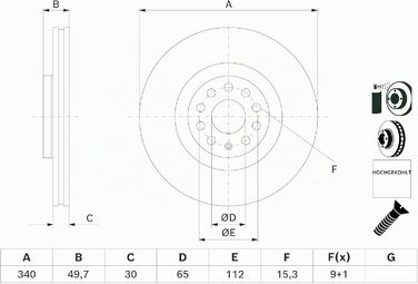 Гальмівний диск передній Bosch BD2411 340 мм