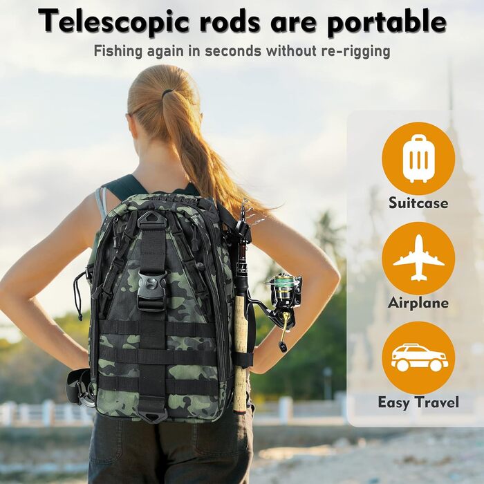 Портативні телескопічні спінінгові вудки EOW XPEDITE, карбонові бланки 24T та суцільний карбоновий наконечник, коркова ручка, туристичні, легкі та короткі складні вудки, червоні, 6 футів