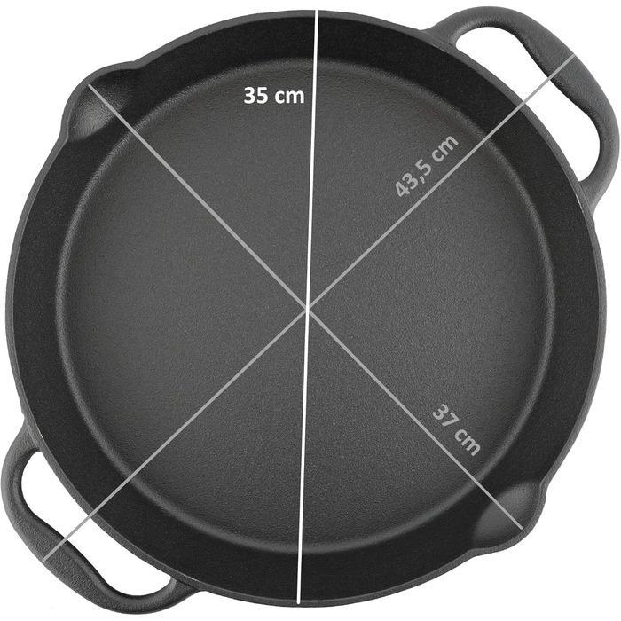 Чавунна сковорода-гриль BBQ-Toro Ø 35 см чавунна сковорода з двома ручками і двома носиками чавунна сервірувальна сковорода сковор