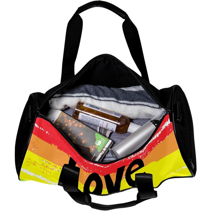 Спортивна сумка, маленька дорожня сумка, сумка для шопінгу та йоги, Любов це любов, сумка для фітнесу з барвистими смугами, ручна поклажа