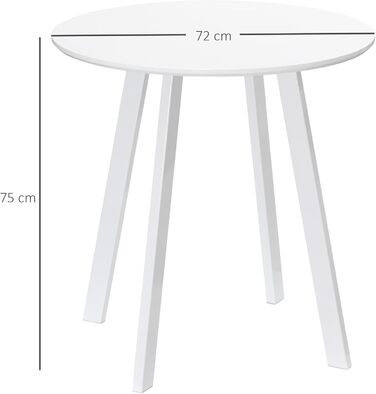 Обідній стіл HOMCOM 72 x 72 см Круглий кухонний стіл для 2 осіб Сучасний обідній стіл з кутовими ніжками, стіл для кухні, їдальні та вітальні Білий 72Д x 72Ш x 75В см