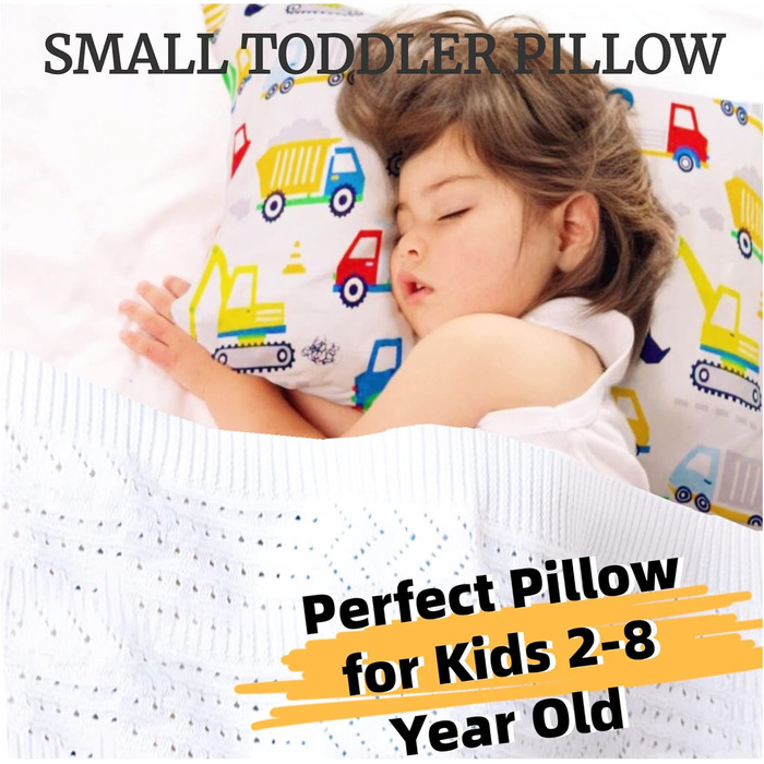 Дитяча подушка та наволочка - 33x45 см М'яка подушка з органічної бавовни для дітей для сну - Подушка для малюків від 2 років, що