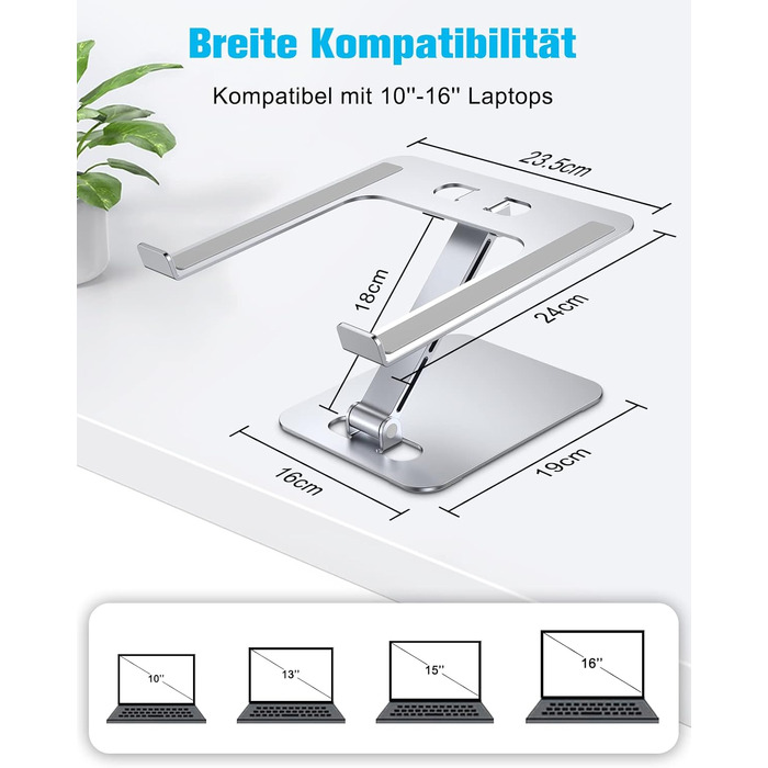 Підставка для ноутбука Babacom з регульованою висотою, складна підставка для ноутбука з алюмінієвого сплаву Ергономічна вентильова