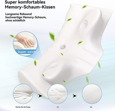 Ортопедична подушка для шиї Yagerod, ергономічна подушка з піни з ефектом пам&39яті для підтримки та полегшення шиї подушка для шийного відділу хребта для сну на боці, спині та животі (чорна)