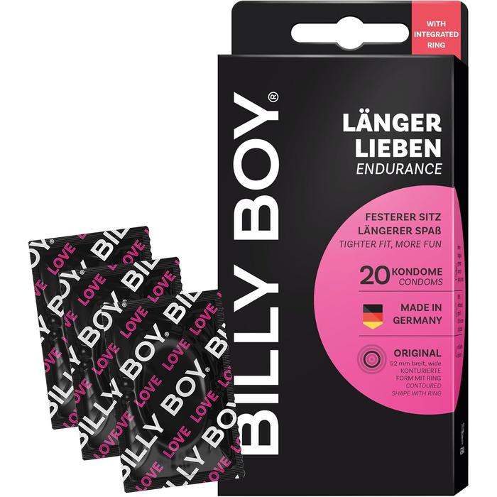 Презервативи BILLY BOY Länger Lieben, 20 шт, 52 мм