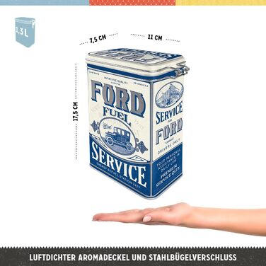 Ностальгічна кава в бляшанці з ретро-стилем, 1,3 л, Ford Заправка паливом Ідея подарунка для шанувальників аксесуарів Ford, бляшанка з ароматичною кришкою, вінтажний дизайн