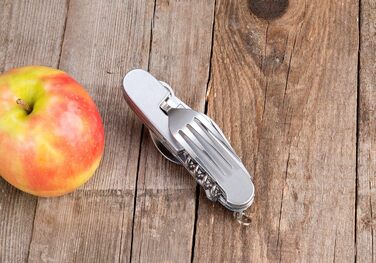 Міні-кишеньковий ніж Semptec Urban Survival Technology набір із 2 предметів, 14 складних столових приборів та кишенькового ножа з нержавіючої сталі (багатофункціональний, з виделками, роздільний, кишеньковий)