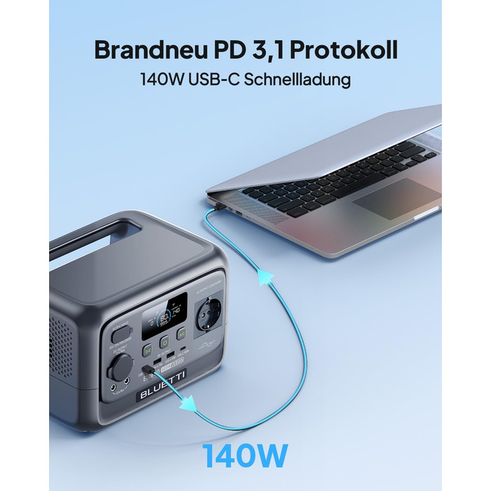 Портативна електростанція BLUETTI Elite 30 V2, акумулятор LFP 288 Втгод, вихідна потужність змінного струму 600 Вт (підйомна потужність 1500 Вт), 0-100 за 70 хвилин, сонячний генератор для кемпінгу, фургонів, відключень електроенергії (сонячна панель опці