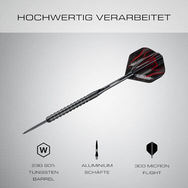 НОВИЙ набір дротиків Blackbird з 90 вольфраму з корпусом 23 г та чорним футляром 3 сталеві дротики з 9 алюмінієвими держаками та 9 дергами Набір дротиків з аксесуарами Дротики з металевим наконечником