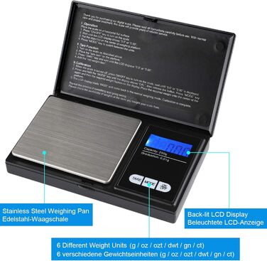 Кишенькові ваги 200г/0, 01г - цифрові кишенькові ваги Ascher, 200 х 0, 01 г, кишенькові ваги дрібної шкали цифрові ваги золота шка