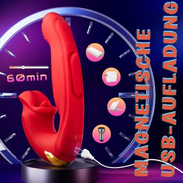 Фалоімітатор-вібратор Naughty Devil для жінок з APP, 5 режимів «язика», 7 режимів вібрації та 7 режимів ударів