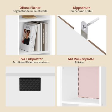 Книжкова полиця WOLTU з 6 відділеннями, окремостояча кубічна полиця, стояча полиця, офісна полиця, полиця для зберігання, полиця для файлів, виготовлена з інженерної деревини, 30x158,5x24 см (ШxВxГ), SK003ws6 6 полиць (24Г x 30Ш x 158,5В см) Біла