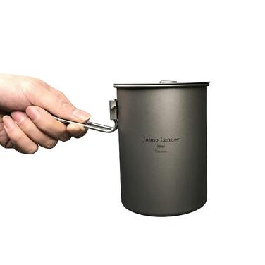 Титановий горщик Jolmo Lander із замикаючою ручкою, портативний титановий стаканчик для кемпінгу зі складною ручкою (750 мл/25 унцій, 900 мл/30 унцій)
