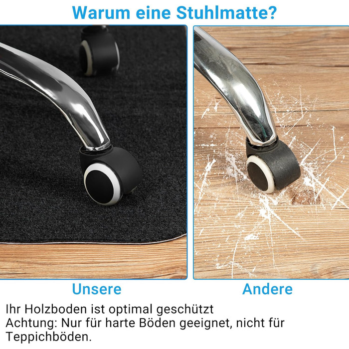 Килимок для підлоги COSYLAND, килимок для стільця, килимок для офісного стільця, багатофункціональний килимок для стільця, офісний килимок для дому та офісу, чорний