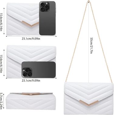 Веганська шкіряна сумочка-клатч з ручкою на зап'ястя та ланцюжком, елегантна стьобана сумочка-конверт для вечірок, модна сумка через плече для весілля, святкування, побачень, банкетів, 23x16x6 см