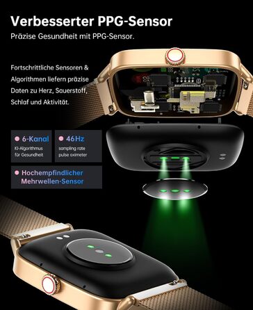 Жіночий смарт-годинник Gydom з функцією телефону, 1,85-дюймовий HD металевий фітнес-годинник, фітнес-трекер, серцевий ритм/SpO2/сон, водонепроникний спортивний годинник IP68, крокомір для Android та iOS, рожеве золото 1,85