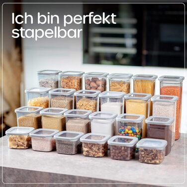 Герметичні контейнери для зберігання з кришками комплект з 24 предметів Антрацит - Штабелюються та економлять місце для кухні, герметичні банки для зберігання, контейнери для борошна, харчові контейнери, контейнери для зберігання, коробки для зберігання А