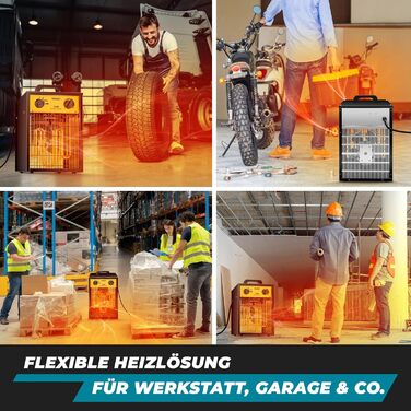 Електричний обігрівач MASKO, вентилятор-обігрівач, будівельний обігрівач, керамічний радіаційний обігрівач, електричний нагрівальний пристрій з термостатом, електричний обігрівач з 3 режимами нагріву, вентилятор-обігрівач для використання всередині та зов