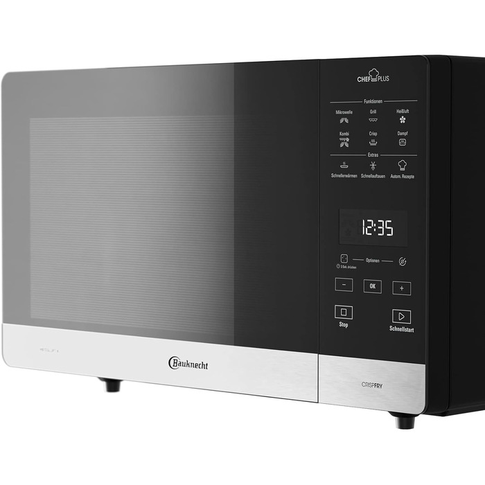 Мікрохвильова піч Bauknecht MW 59 MB / окремо стояча / місце для приготування їжі 25 л / 3D система / автоматичні програми / мікрохвильова піч 800 Вт / кварцовий гриль 900 Вт / функція швидкого старту, чорний