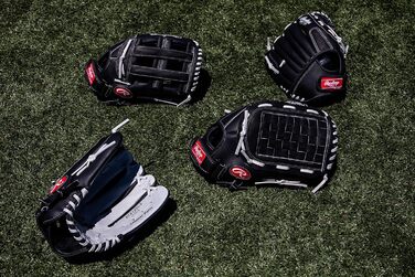 Рукавички для софтболу Rawlings RSB Slowpitch Series для правої руки, 14 дюймів - плетені, чорні/сірі